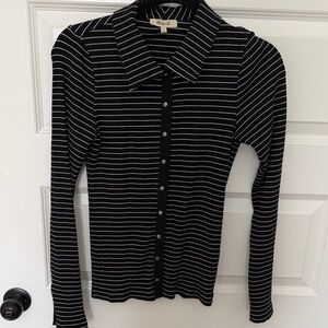 MaxMara Black and White Striped Knit Top